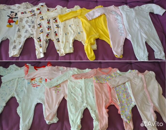 Слипы и боди на девочку до 1 года