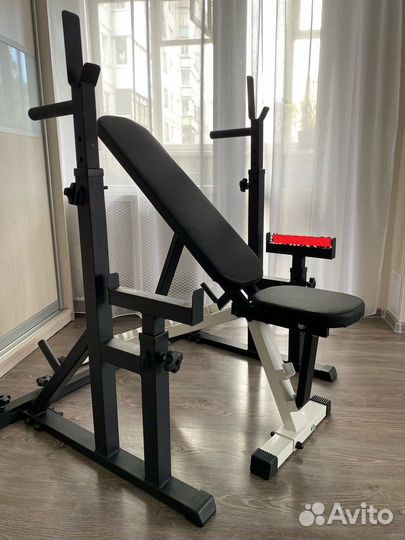 Стойки для жима штанги + штанга с блинами