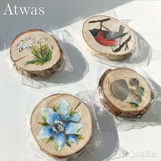 Магниты на холодильник из спила