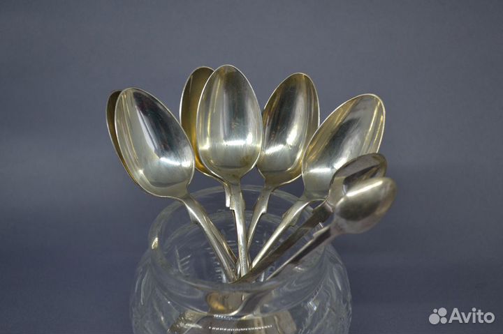 Антикварные чайные ложки с щипчиками. 1880-е гг