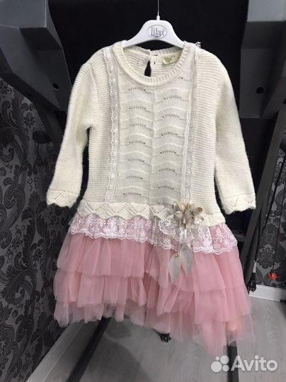 Платье вязаное с фатином