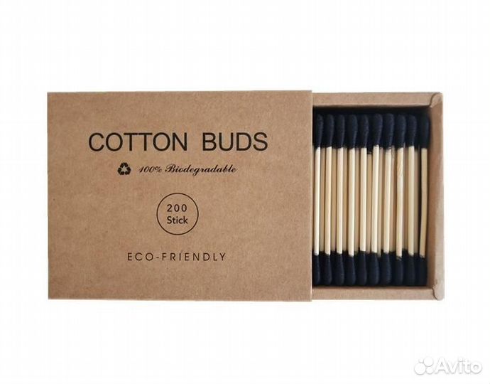 Ватные палочки, разноцветные 200 шт/уп