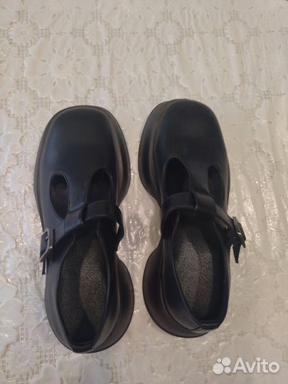 Туфли чёрные на большой подошве (лоферы)