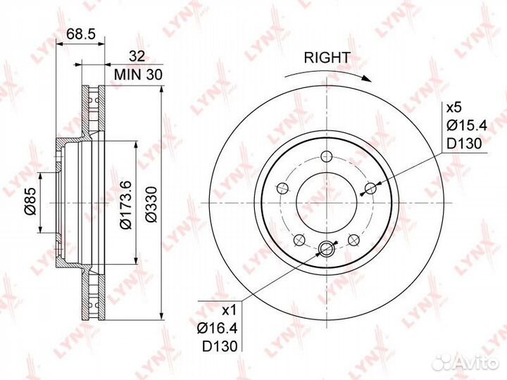 Диск тормозной lynxauto BN-1212R