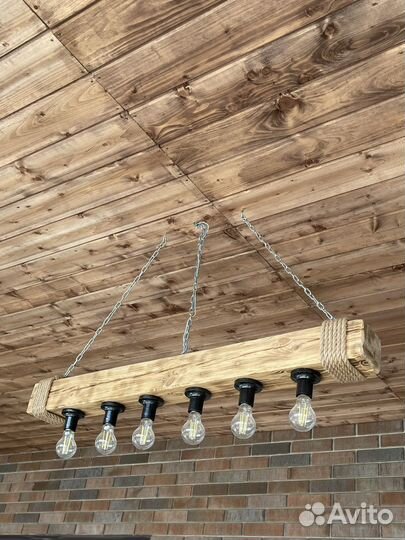Люстра в стиле лофт из дерева