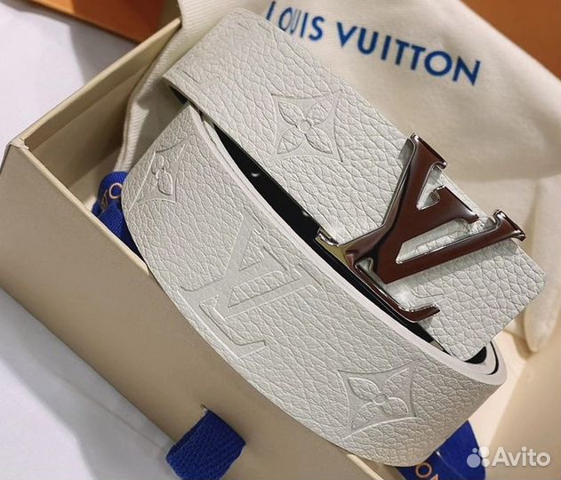 Ремень белый louis vuitton iconic 30 мм