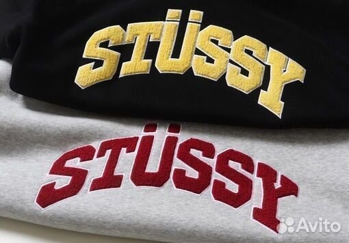 Худи stussy red soft logo серое