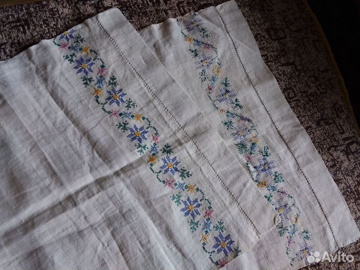 Старинные вышитые полотенца, кружево, мережка, лен