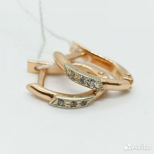 Золотые серьги с фианитами