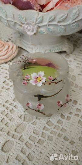 Шкатулка, стекло, латунь, роспись, 19 век