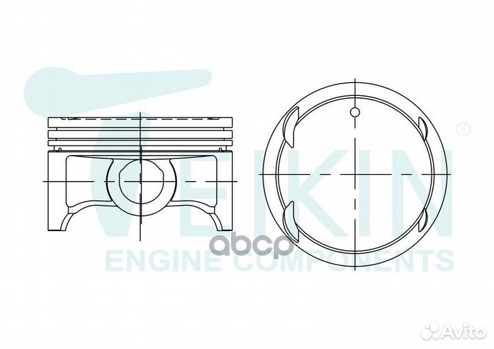 Поршень mitsubishi colt/cross 3A91/4A91 с пальцем