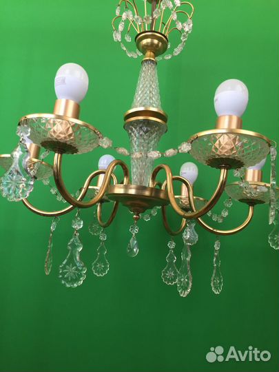 Хрустальная люстра(6 свечей) СССР Чехословакия