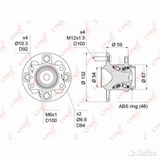 Lynxauto WH-1235 Ступица колеса зад прав/лев