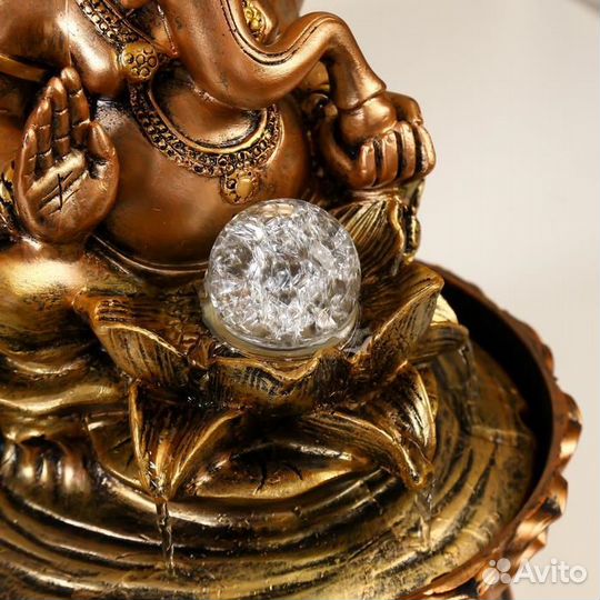 Фонтан настольный от сети, подсветка 'Ганеша и лот