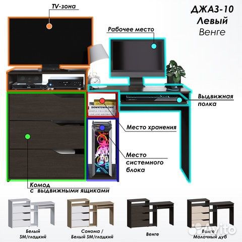 Компьютерный стол с ящиками