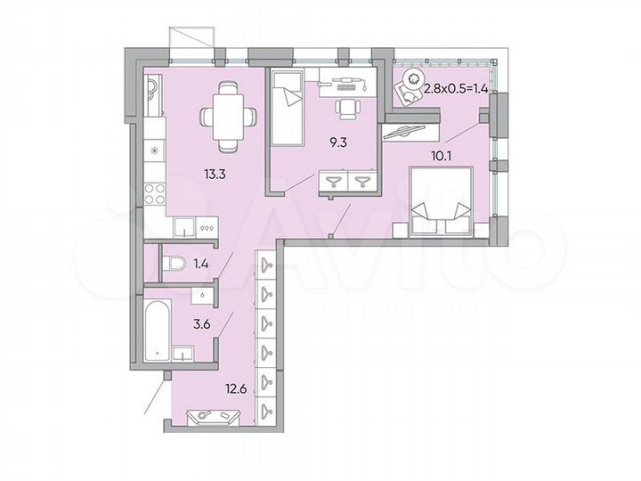 2-к. квартира, 51,7 м², 3/18 эт.