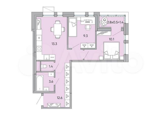 2-к. квартира, 51,7 м², 3/18 эт.