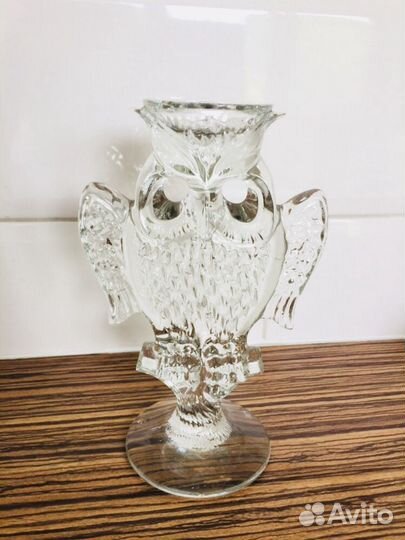 Сова хрустальная СССР (подсвечник)