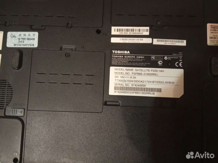 Ноутбук Toshiba satellite P200-14H