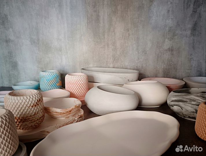 Гипсовые плошки,подсвечники, подносы