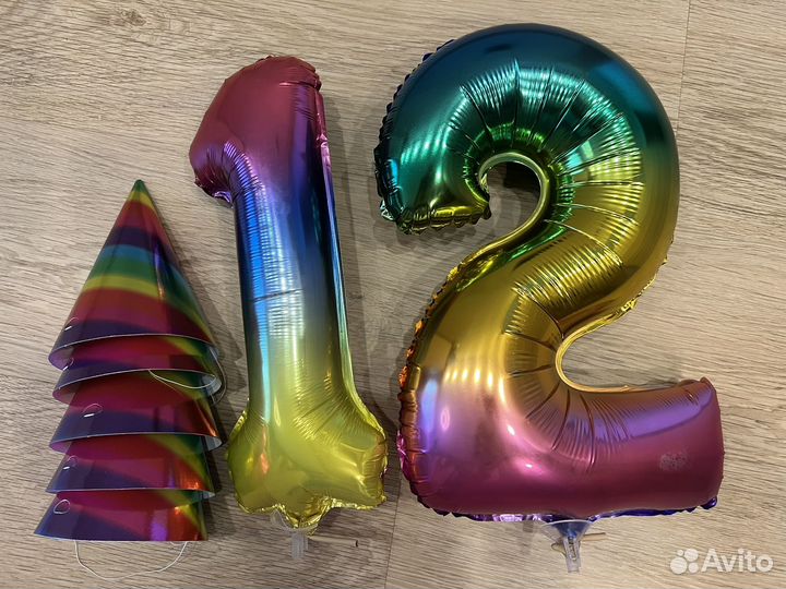 Воздушные шары цифры и колпачки праздничные 5 шт