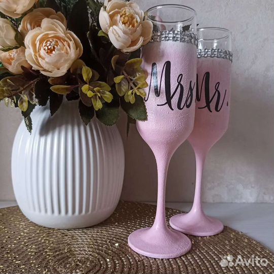 Свадебные бокалы ручной работы