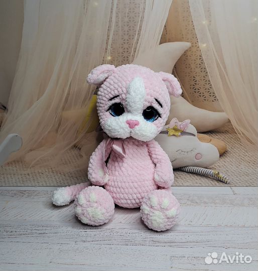 Мягкая игрушка ручной работы розовая кошечка