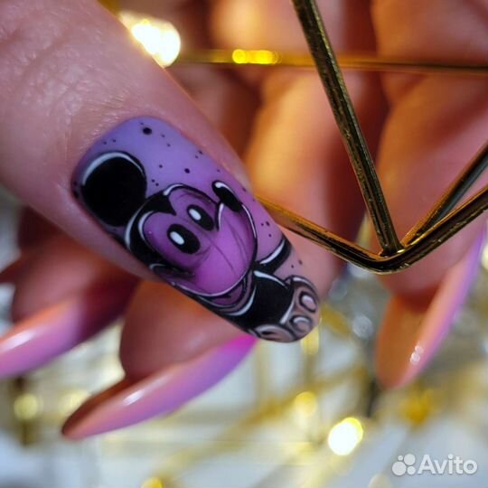 Наращивание, гель лак, роспись