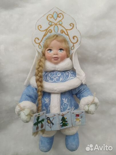 Ватная елочная игрушка снегурочка