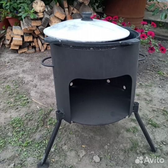 Казан 8л с крышкой + печь