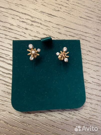 Серьги пусеты золотые с фианитами