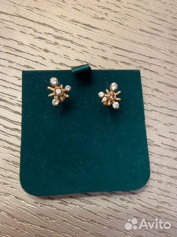 Серьги пусеты золотые с фианитами