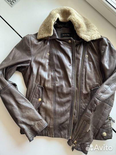 Кожаная куртка с натуральным мехом Massimo Dutti