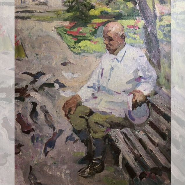 Советская картина. Мужчина на лавке. Перов А.П
