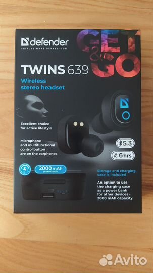 Продам новые наушники defender twins 639