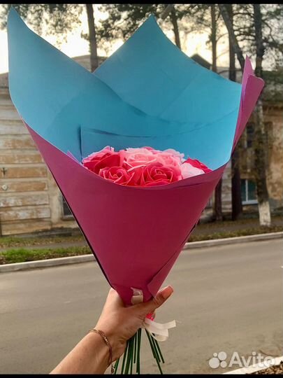 Букет роз из мыла