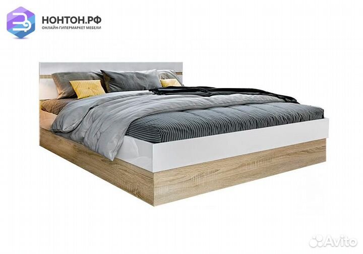 Кровать Ким белый глянец / сонома