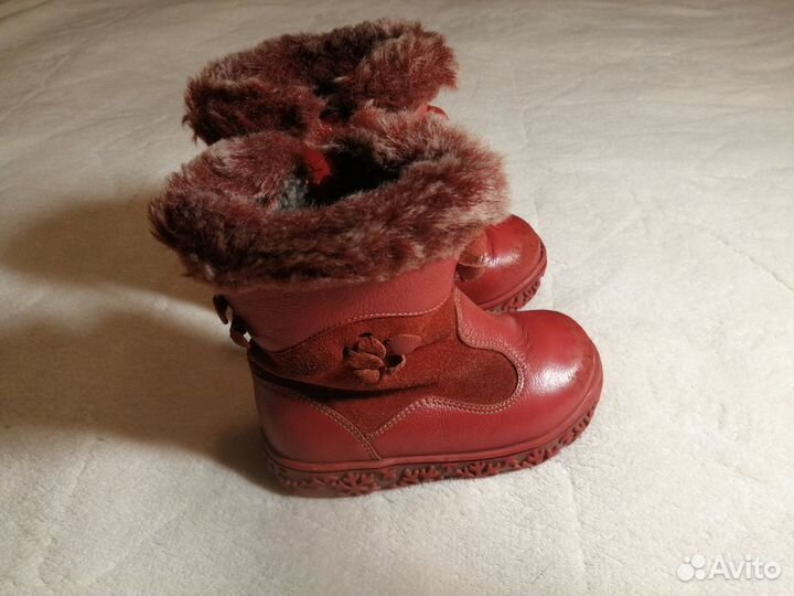 Зимние сапожки из нат. кожи и меха. Стелька 15 см
