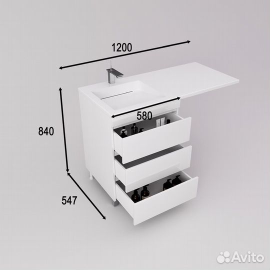 Раковина с тумбой под стиральную машину 120