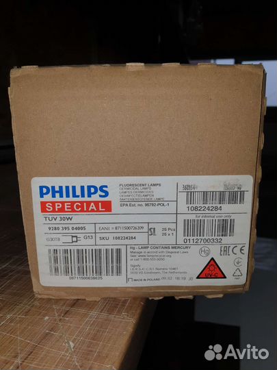 Антибактериальная лампа philips TUV 30W/G30 T8