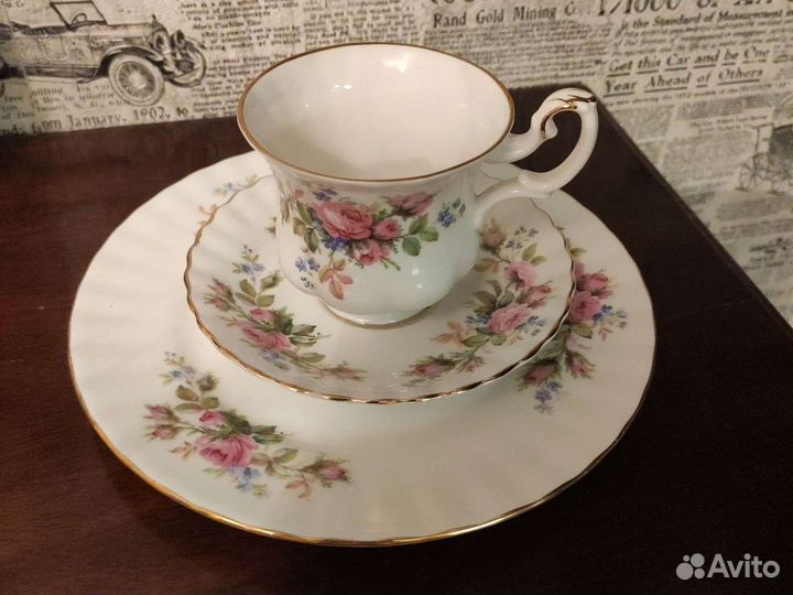 Кофейная тройка Royal Albert Moss rose