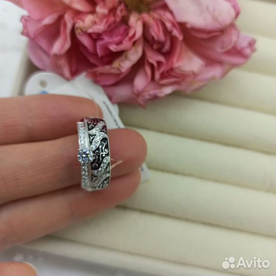 Кольцо серебро эмаль 20 р-р