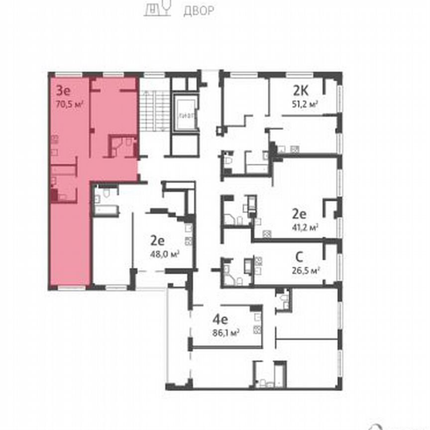 2-к. квартира, 70,5 м², 8/8 эт.