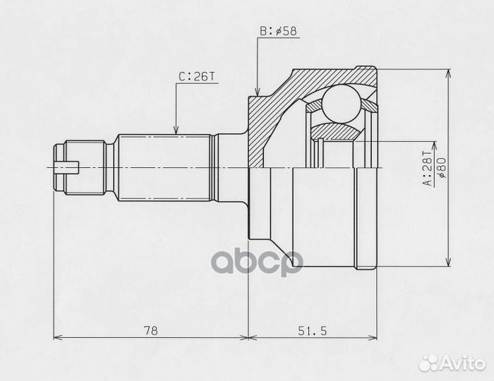 ШРУС наружн. honda Civic 06- HO-065 HDK