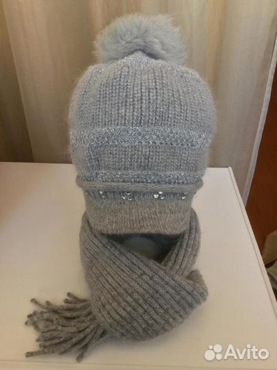 Комплект Вязаный Шапка И Шарф 55-56 см