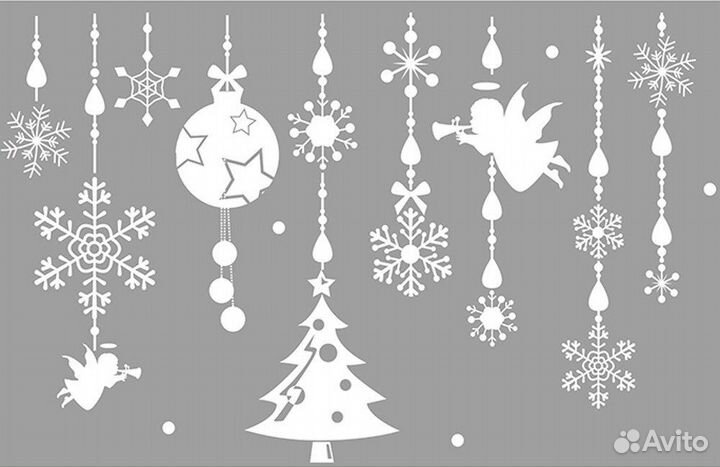 Новогодние интерьерные наклейки на окна и мебель