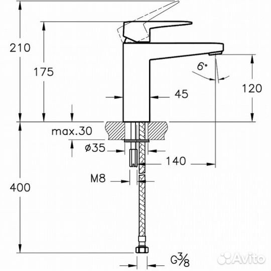 Смеситель для раковины Vitra Root Square A42731EXP