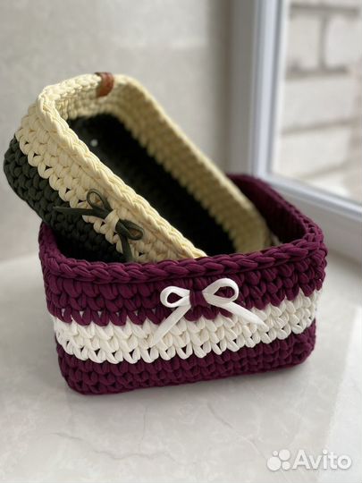 Корзинка из трикотажной пряжи