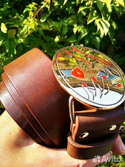 Мужской кожаный ремень ручной работы