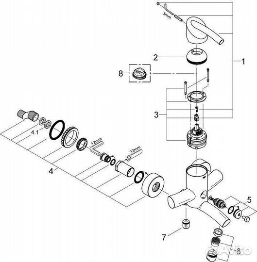 Настенный смеситель для ванны с душем Grohe Tenso